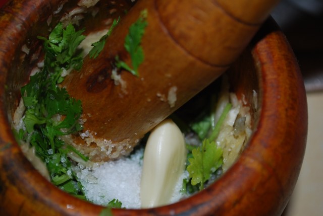 Crushing Garlic and Herbs