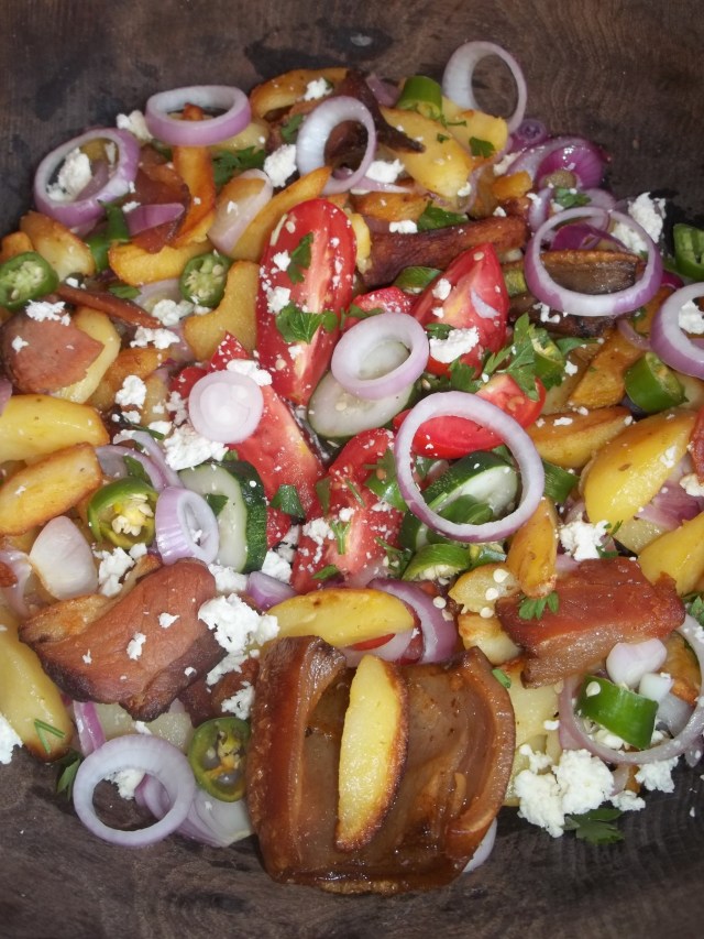 Ojakhuri with Rachuli Bacon and Salad ready for serving - Copy