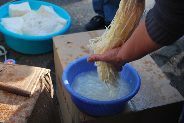 The thin strands are soaked in cold salted water - Copy