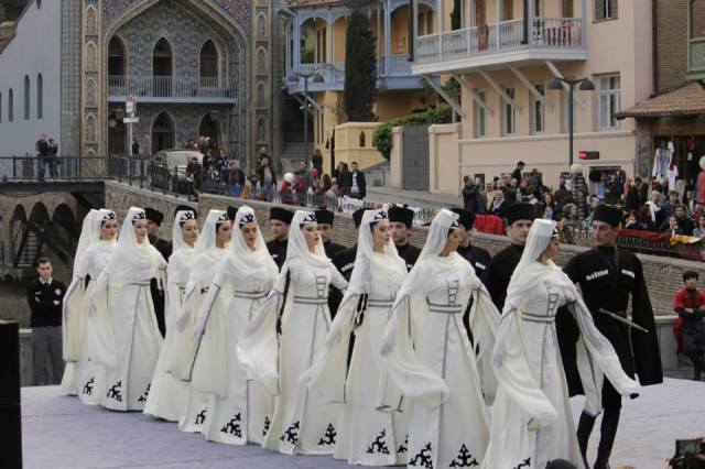 The Ossetian Song and Dance Ensemble "Yarn" performing a Tymbyl Simd dance at Tbilisoba 2014 