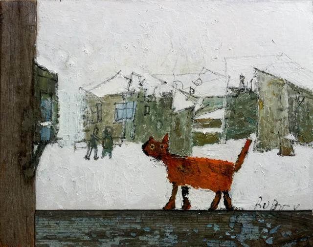 Gogi Chagelishvili "It's Winter" oil on canvas and wood