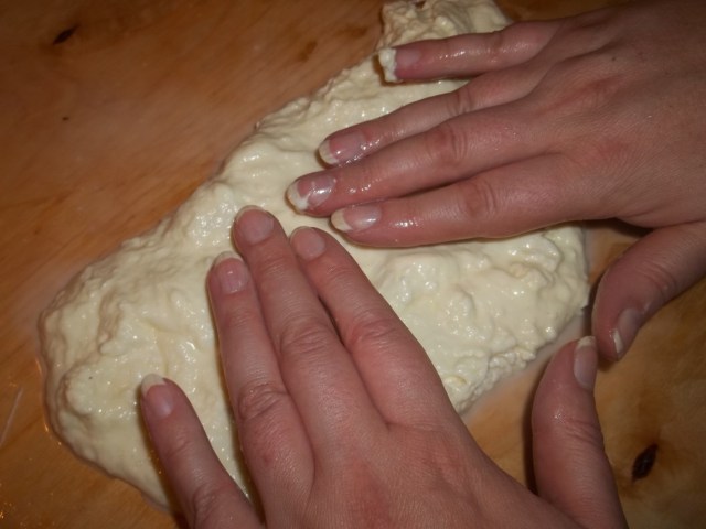Flatten the softened cheese - Copy