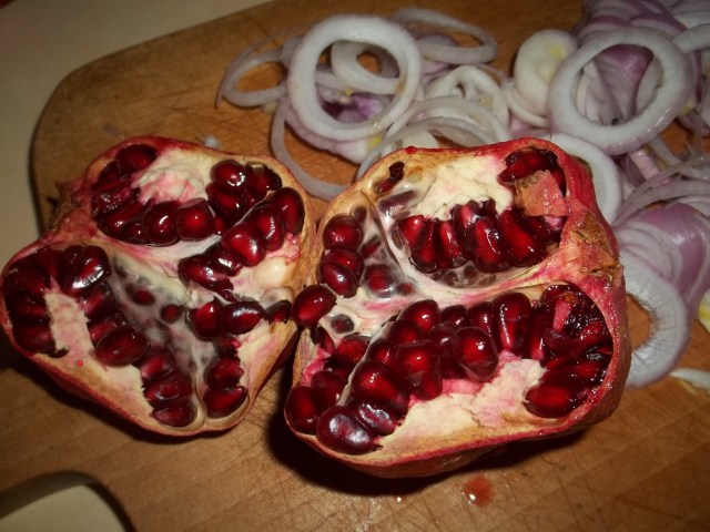 Preparing Onions and Pomegranate