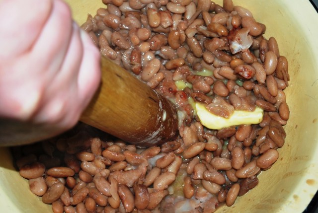 Mashing the butter, beans and ajika - Copy