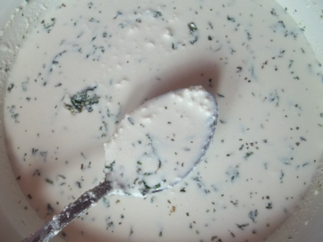 Mixing the cottage cheese - Copy