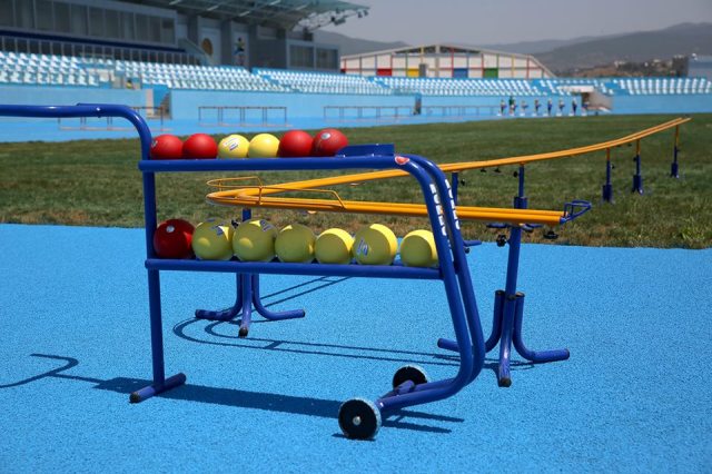 The newly built athletics stadium at the New Tbilisi sports complex on the shores of Tbilisi Sea.