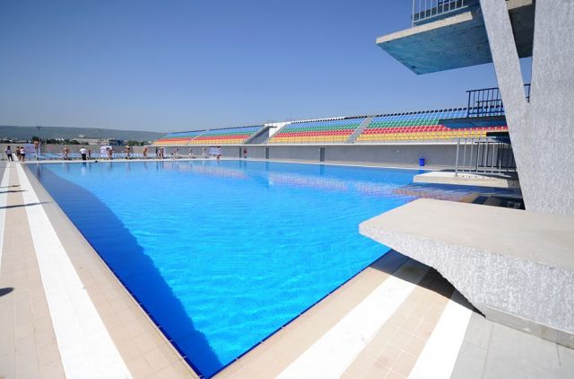 The newly built swimming pool at the New Tbilisi sports complex on the shores of Tbilisi Sea
