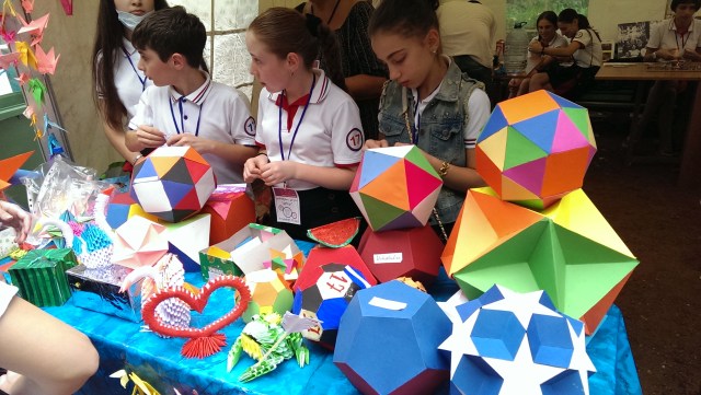 Students at the Scientific Picnic at Vake Park in Tbilisi