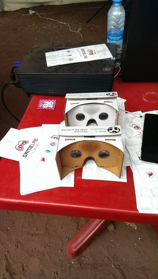 Virtual reality headsets made by students on display at the Scientific Picnic at Vake Park in Tbilisi