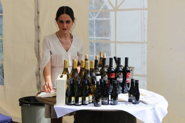 A wine display at an event to mark Georgian Wine Day