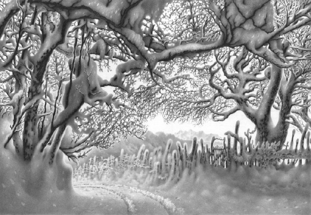 A winter scene by Georgian artist Guram Dolenjashvili 