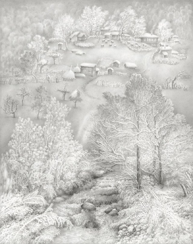 A winter scene by Georgian artist Guram Dolenjashvili 
