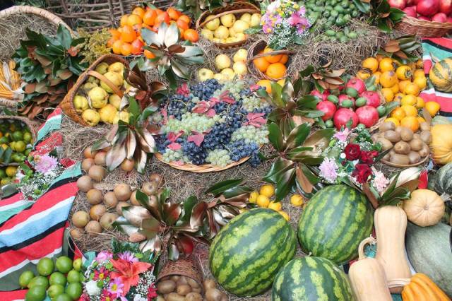 Autumn fruits and vegetable display at the Egrisoba 2015 festival