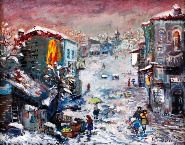 "Pink Snow" - oil on canvas by Giorgi (Gogya) Kukhalashvili 
