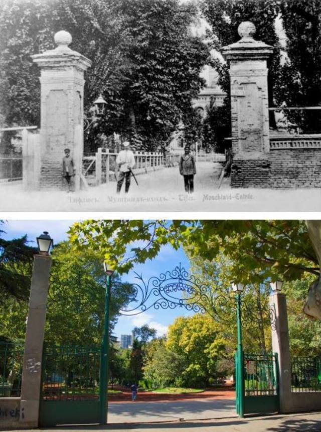 Mushtaid Garden in Tbilisi in the late 19th century and now